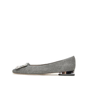 Glitter Crystal Square Buckle Low Heel Flats