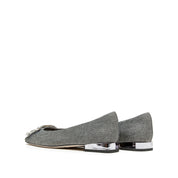 Glitter Crystal Square Buckle Low Heel Flats