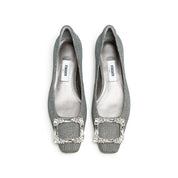 Glitter Crystal Square Buckle Low Heel Flats