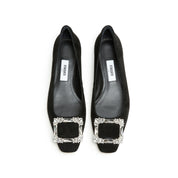 Sheep Crystal Square Buckle Low Heel Flats