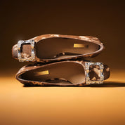 Calf Hair Print Crystal Buckle Low Heel Flats