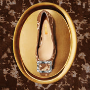 Calf Hair Print Crystal Buckle Low Heel Flats