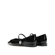 Black Burgundy Patent Ruched Mary Jane Flats