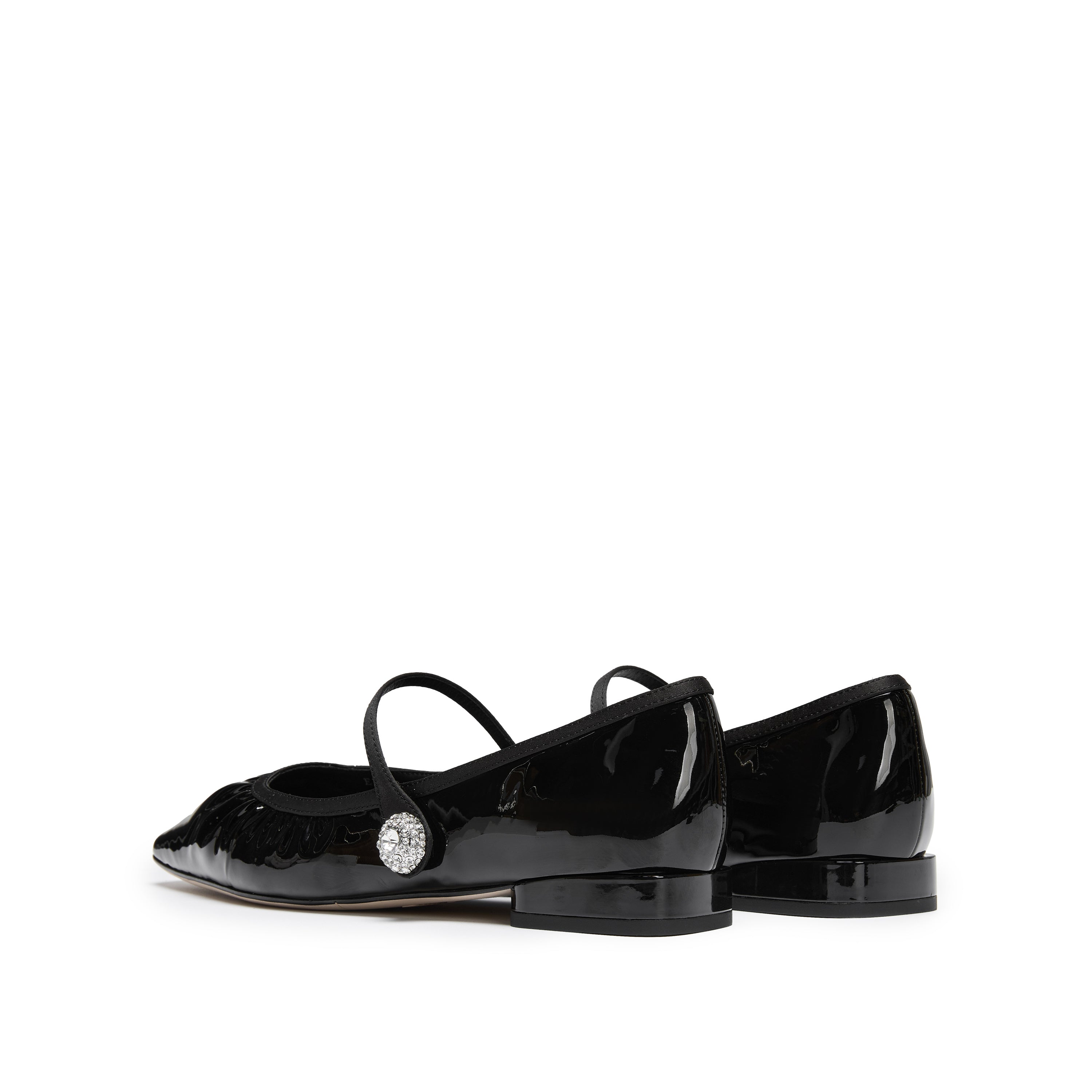Black Burgundy Patent Ruched Mary Jane Flats