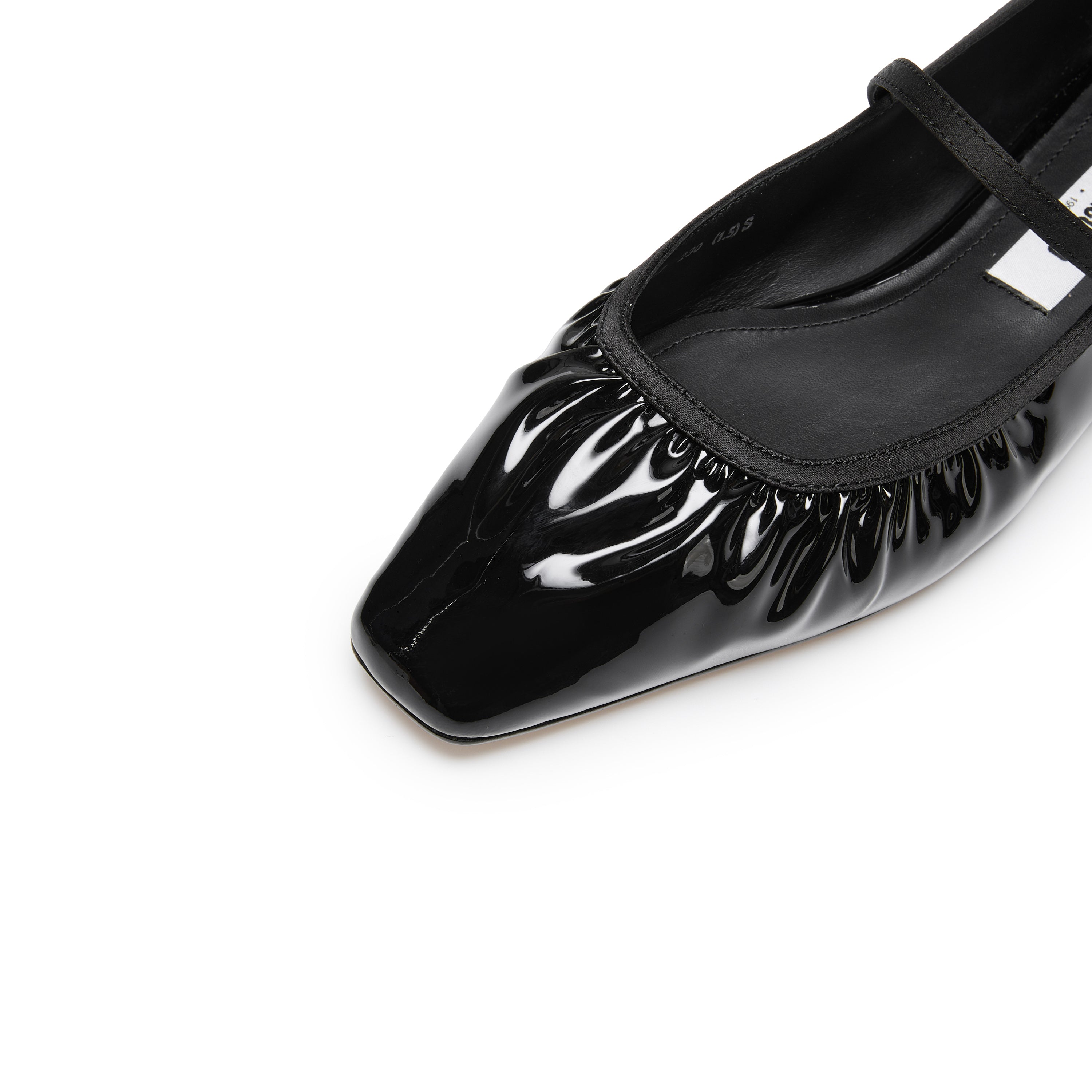 Black Burgundy Patent Ruched Mary Jane Flats