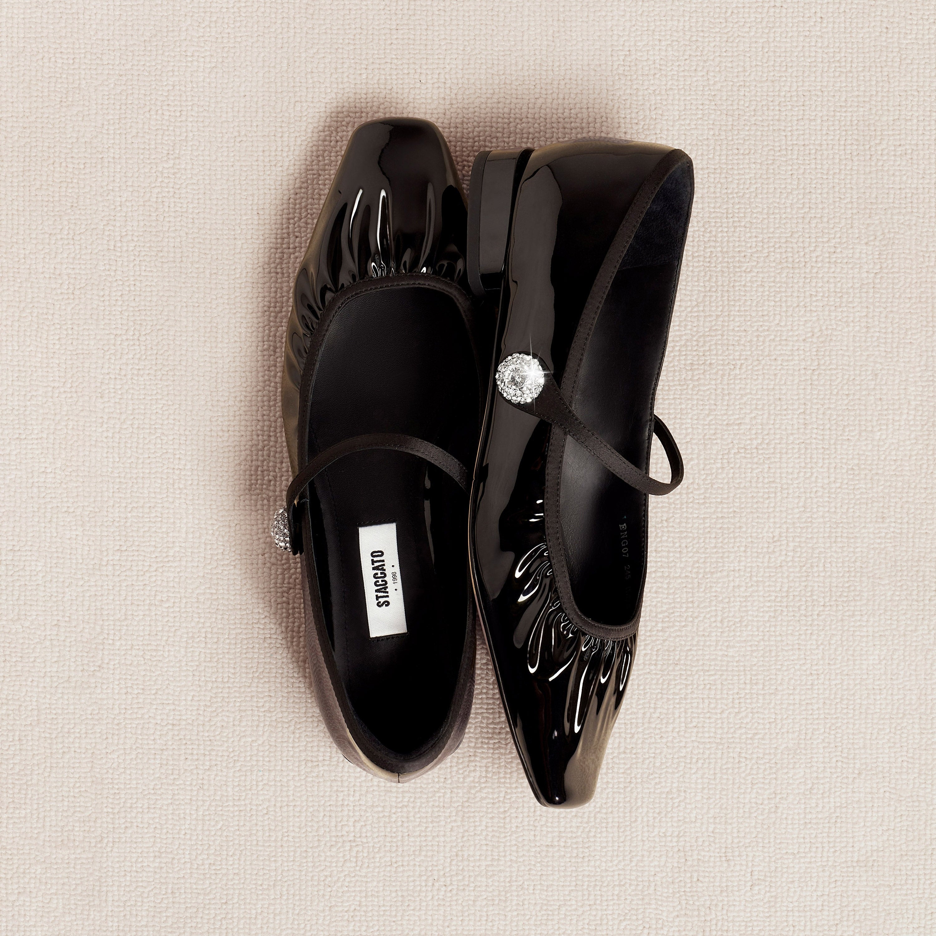 Black Burgundy Patent Ruched Mary Jane Flats