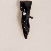 Black Burgundy Patent Ruched Mary Jane Flats