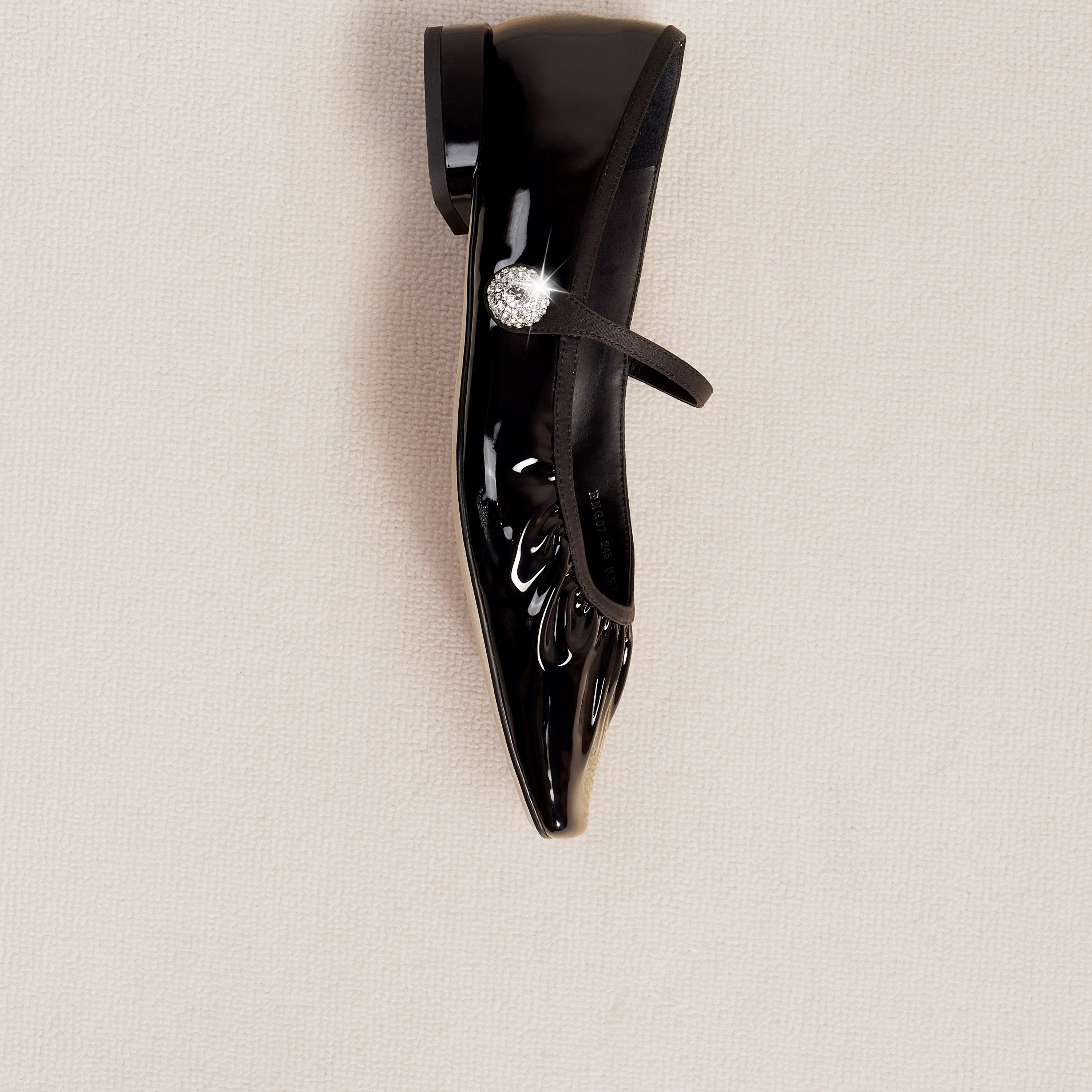 Black Burgundy Patent Ruched Mary Jane Flats