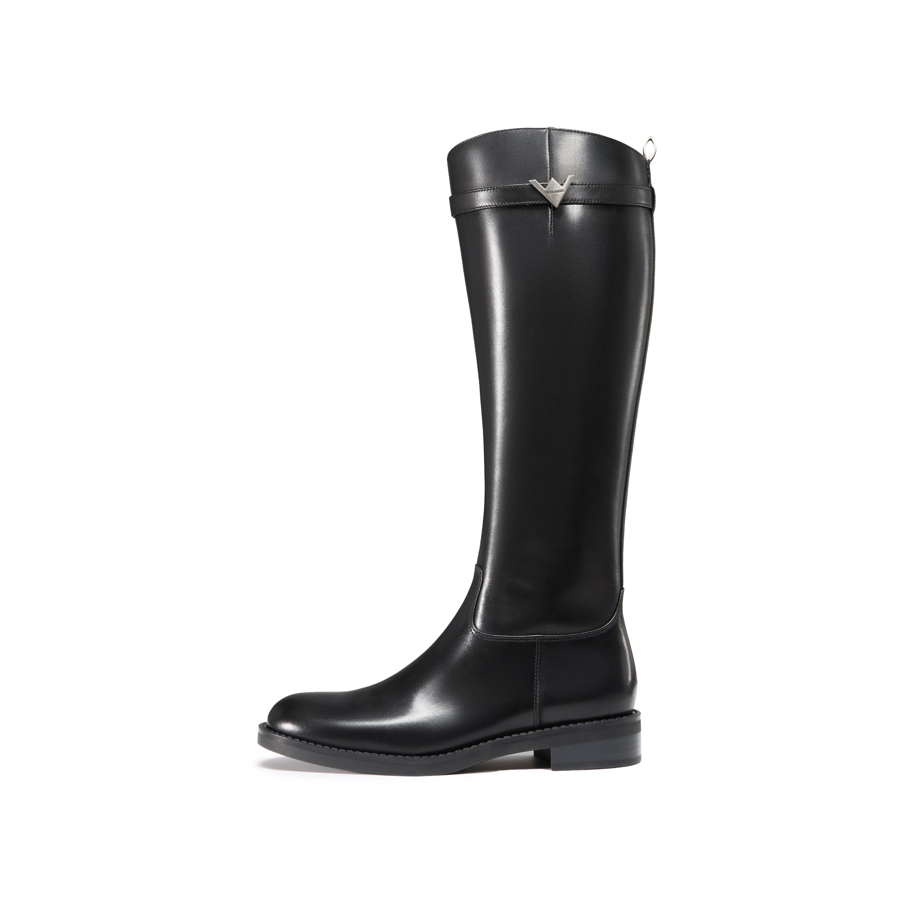 STACCATO × VERA WANG Metal Buckle Leather Riding Boots