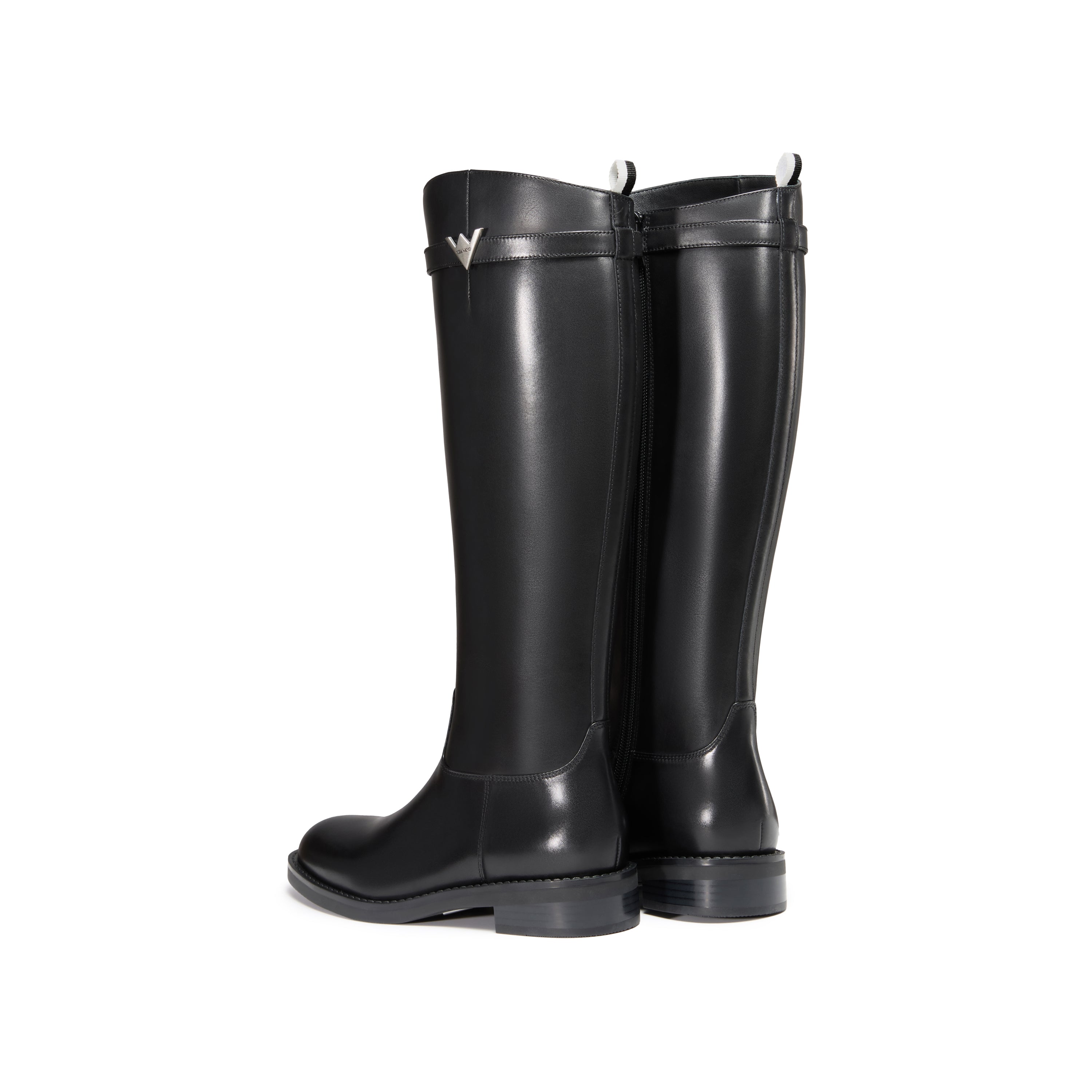 STACCATO × VERA WANG Metal Buckle Leather Riding Boots