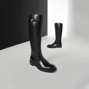STACCATO × VERA WANG Metal Buckle Leather Riding Boots