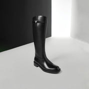 STACCATO × VERA WANG Metal Buckle Leather Riding Boots