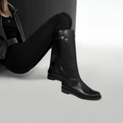 STACCATO × VERA WANG Metal Buckle Leather Riding Boots
