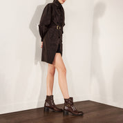 STACCATO Brown Leather Buckled Block-Heel Ankle Boots