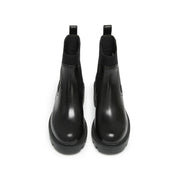 Black Chunky Block-Heel Chelsea Boots with Brass Hardware