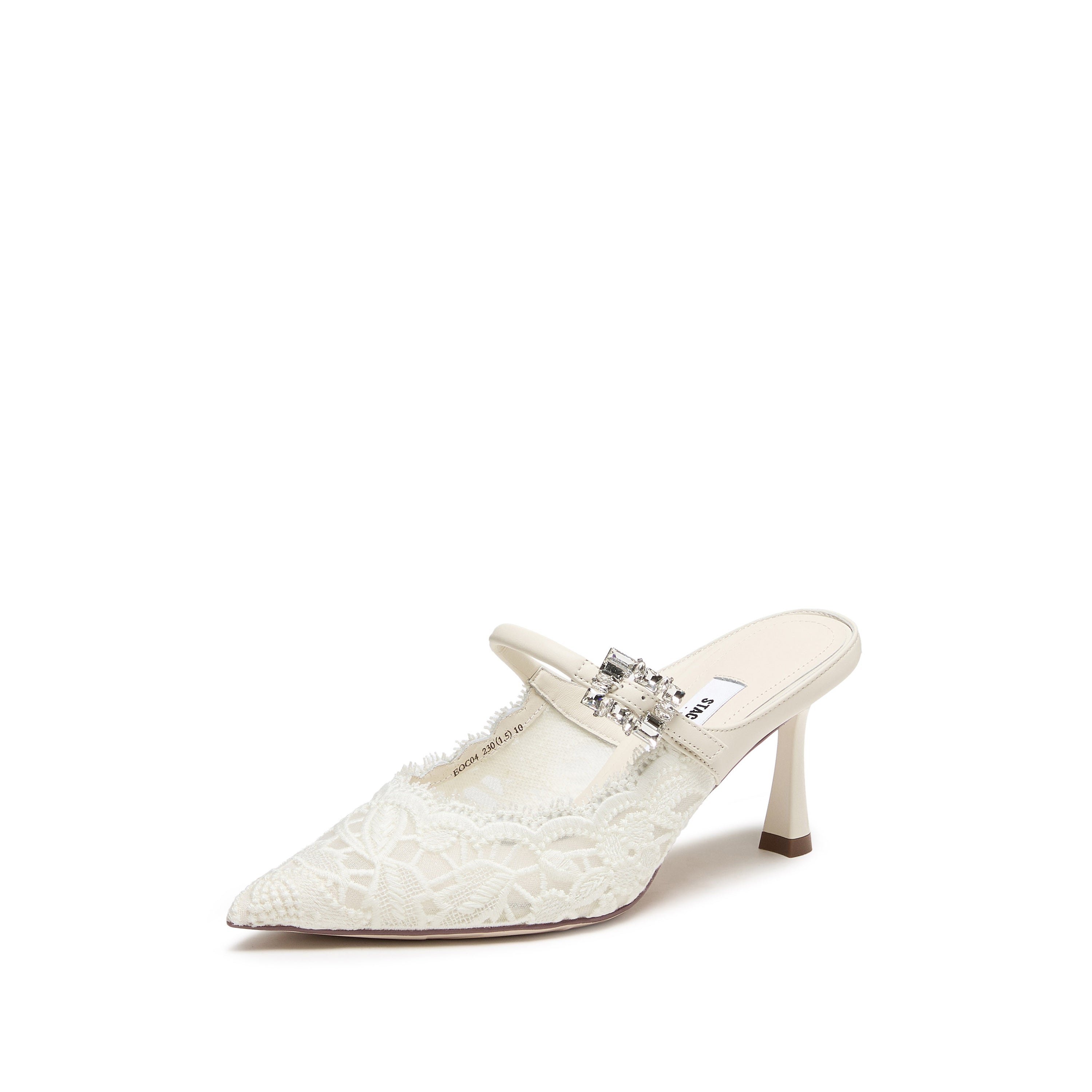 White Lace Bow Mule Pumps