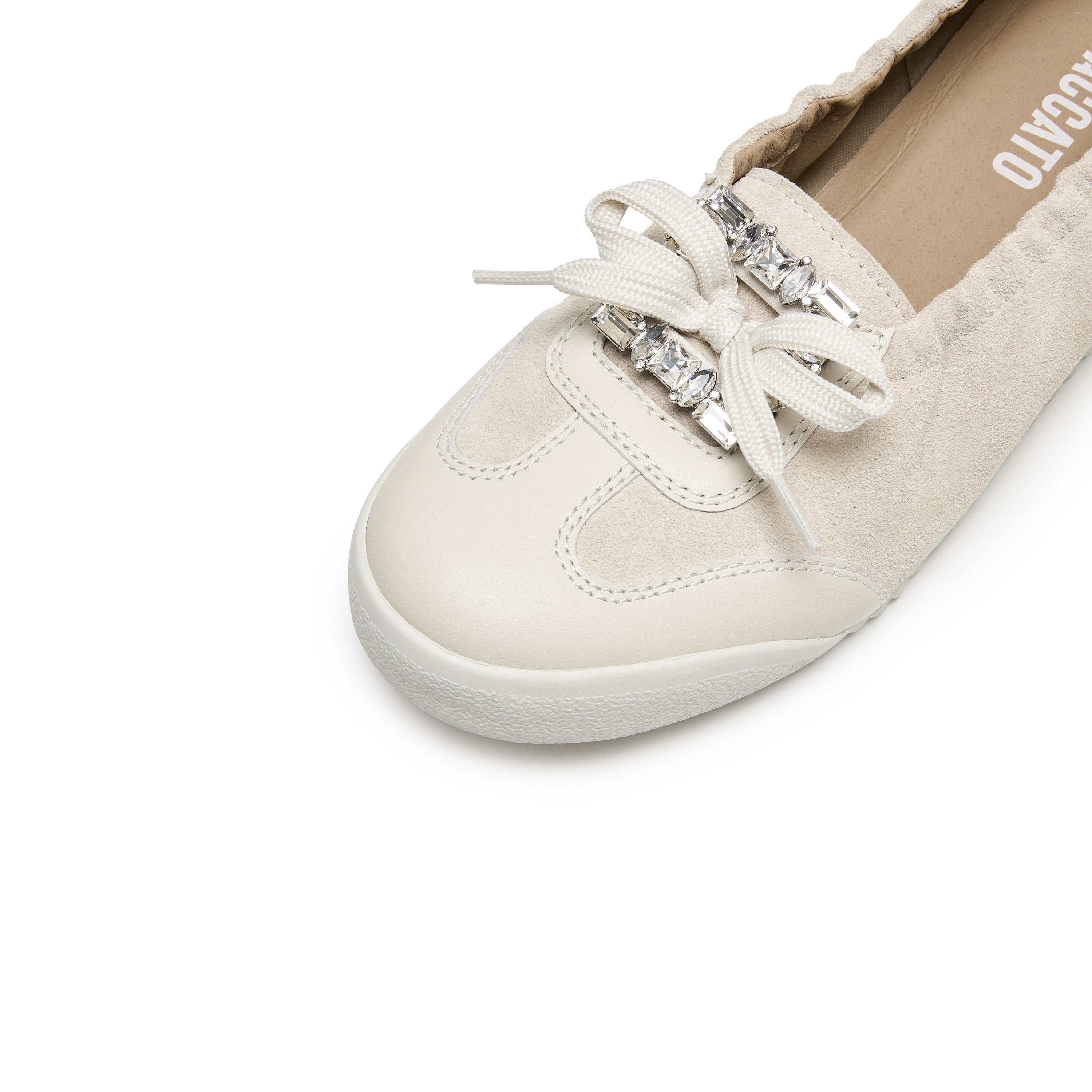 Beige Bow Casual Flats