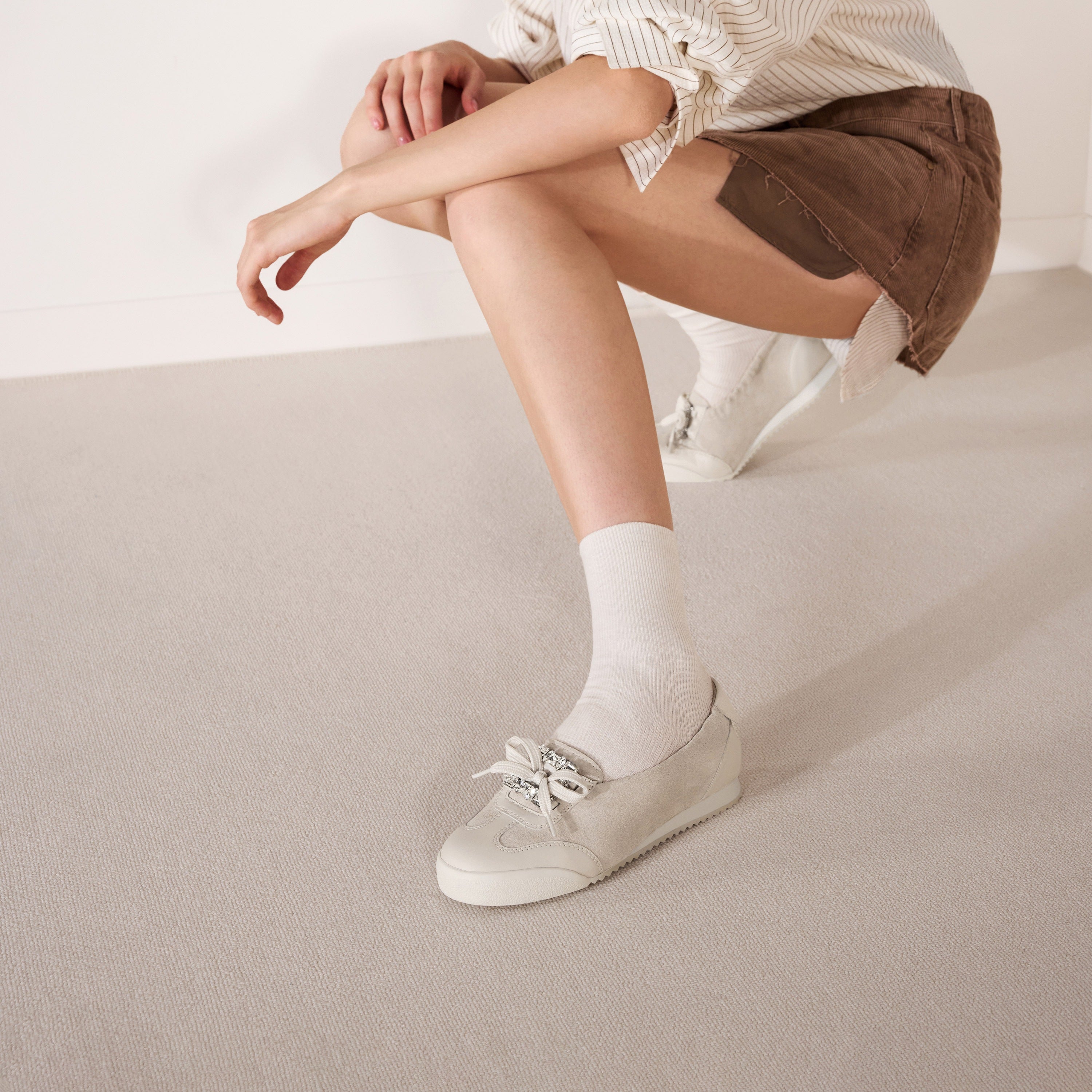 Beige Bow Casual Flats