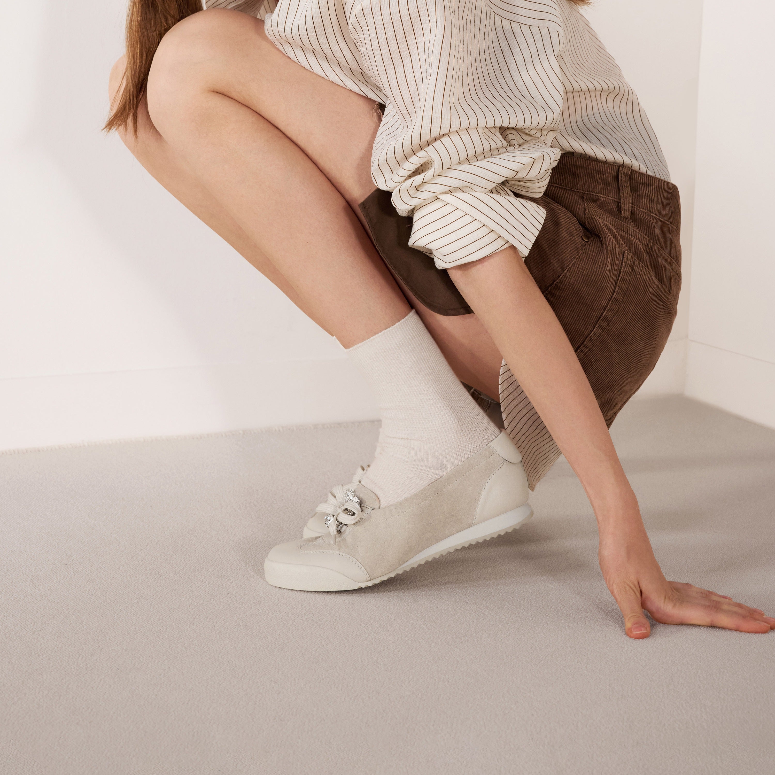 Beige Bow Casual Flats