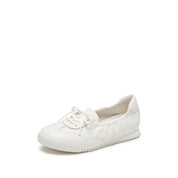 White Leather Ballerina Trainers
