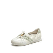 White Mint Patch Leather Ballerina Trainers
