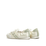 White Mint Patch Leather Ballerina Trainers