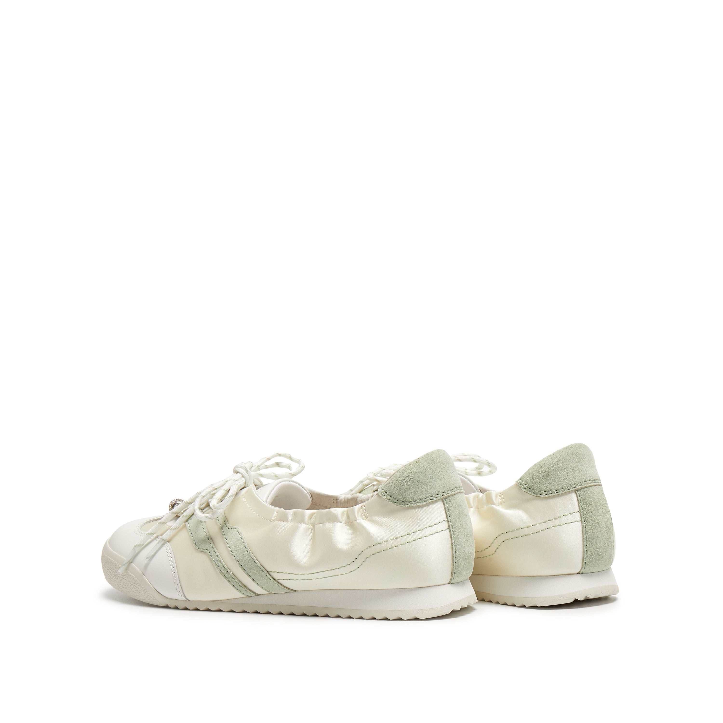 White Mint Patch Leather Ballerina Trainers