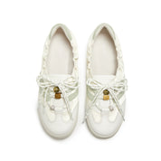 White Mint Patch Leather Ballerina Trainers