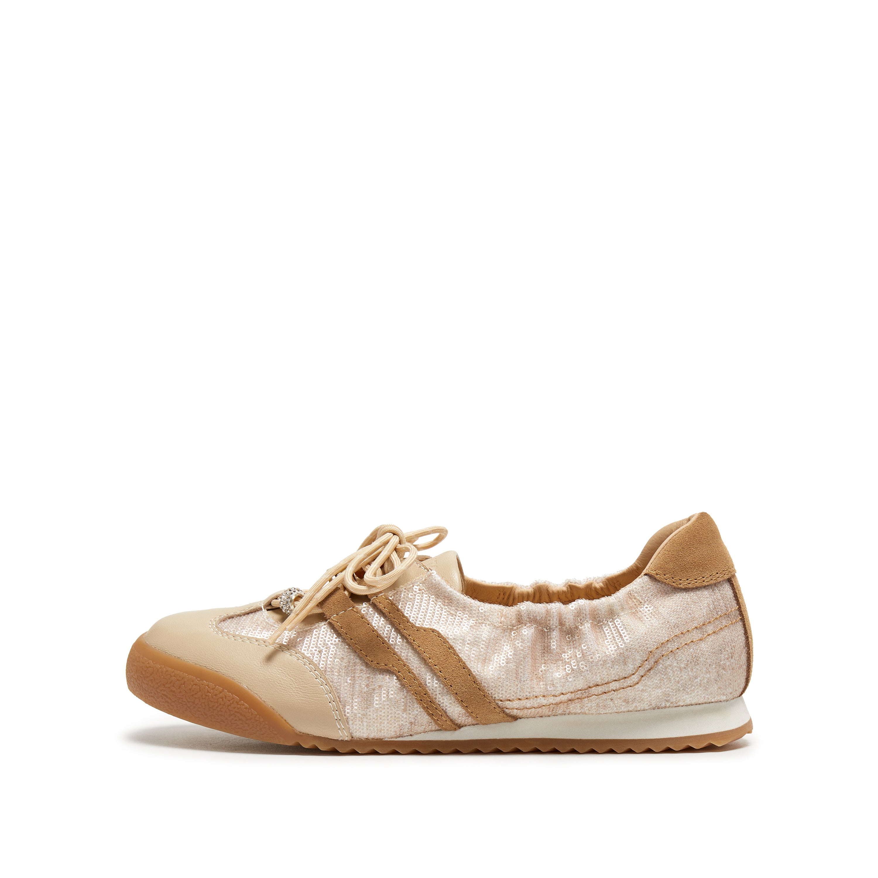 Brown Sugar Patch Sequins Ballerina Trainers