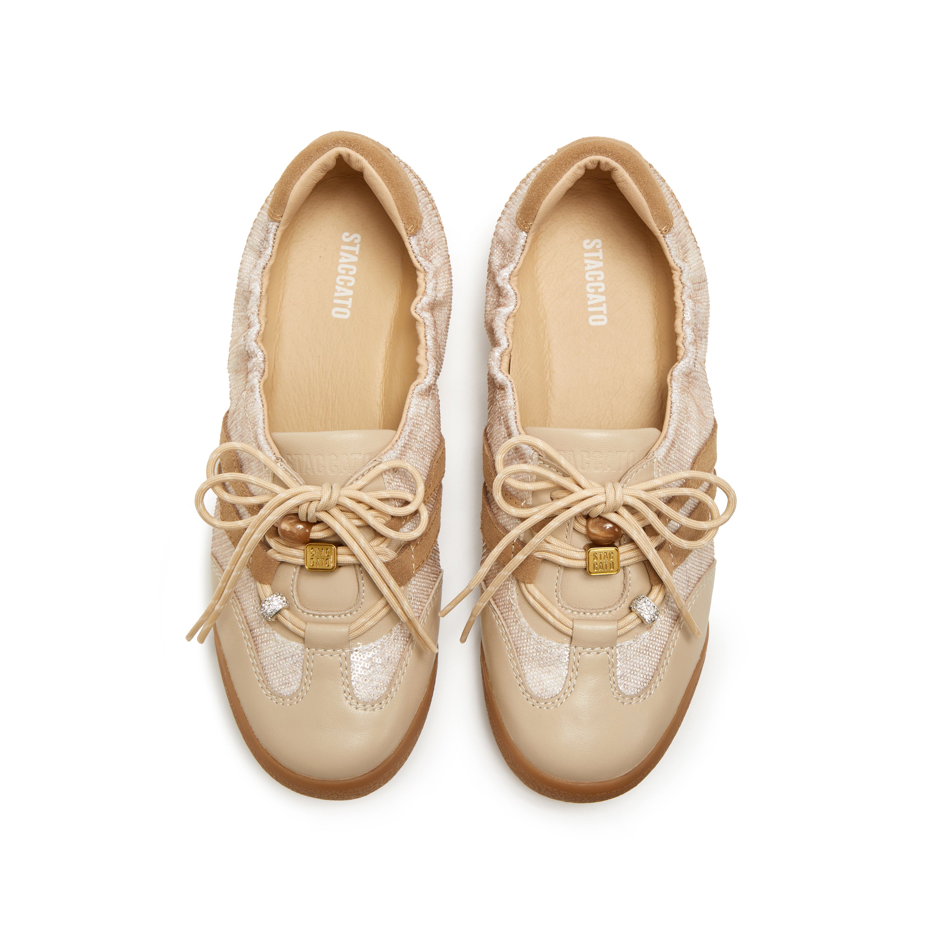 Brown Sugar Patch Sequins Ballerina Trainers