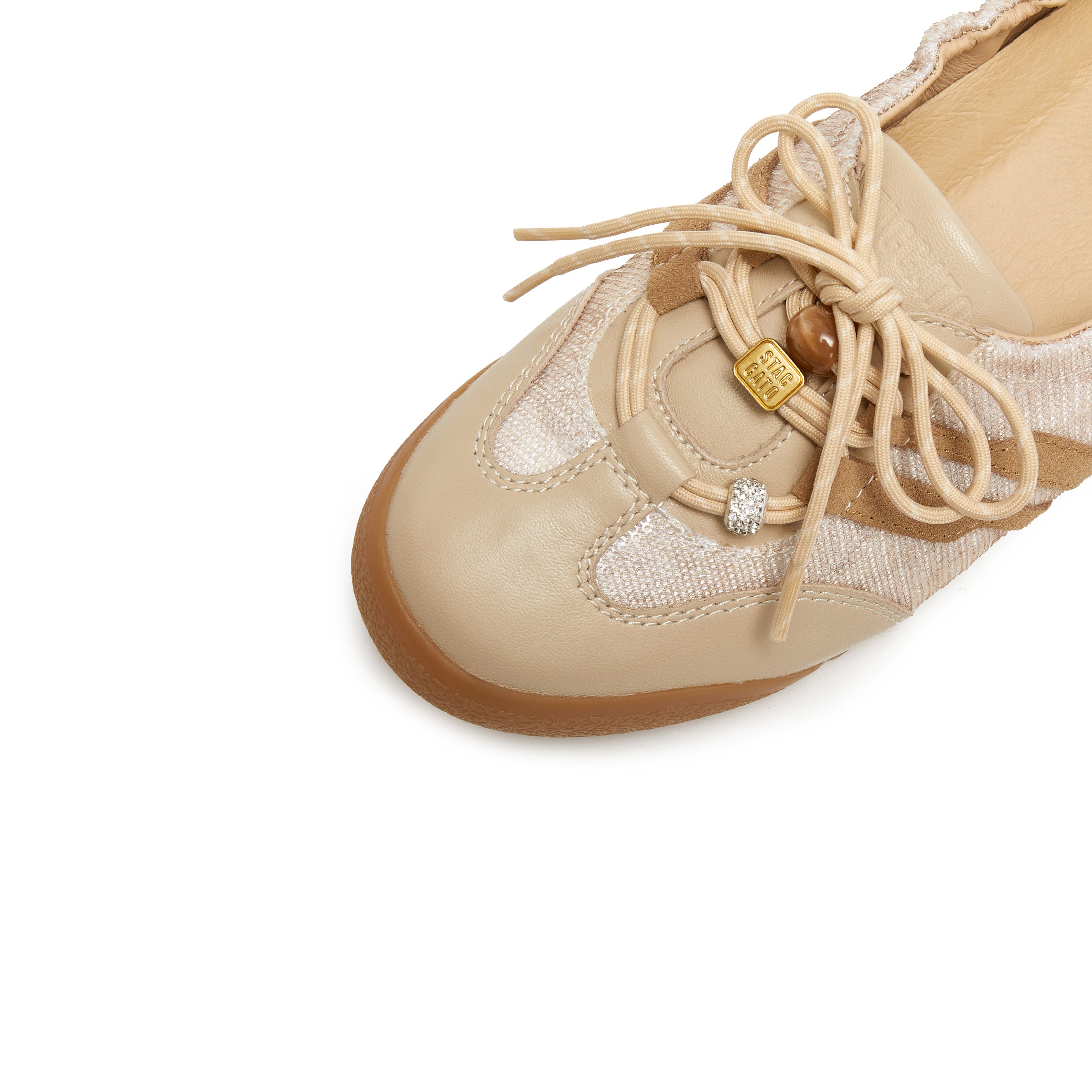 Brown Sugar Patch Sequins Ballerina Trainers
