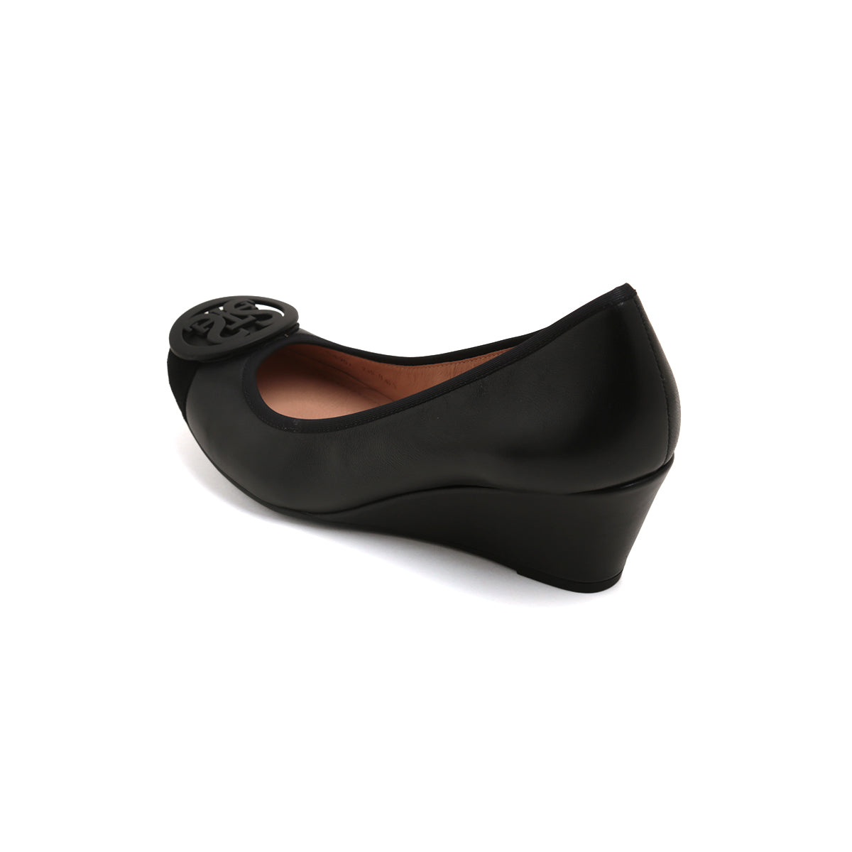 Black ST Crystal-Buckle Leather Pumps