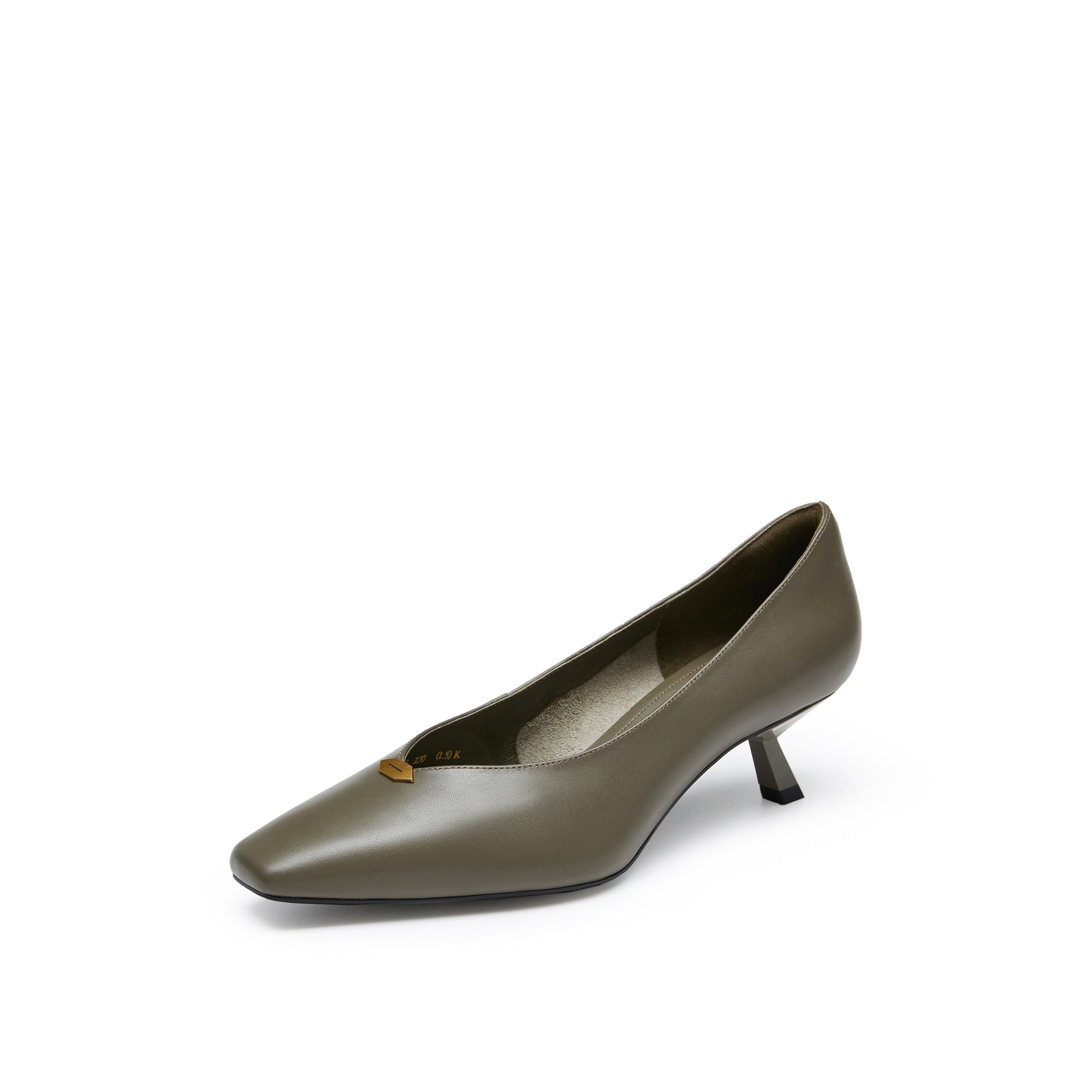 Grey ST Leaf Leather Workwear Pumps