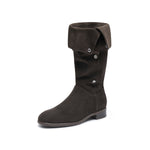 Load image into Gallery viewer, Brown Buttons Under Knee Slouchy Flat Boots
