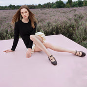 Burgundy Embossed Triple Strap Flat Mary Janes