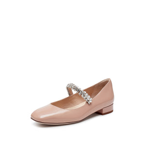 Pastel Patent Crystal Strap Mary Jane Flats