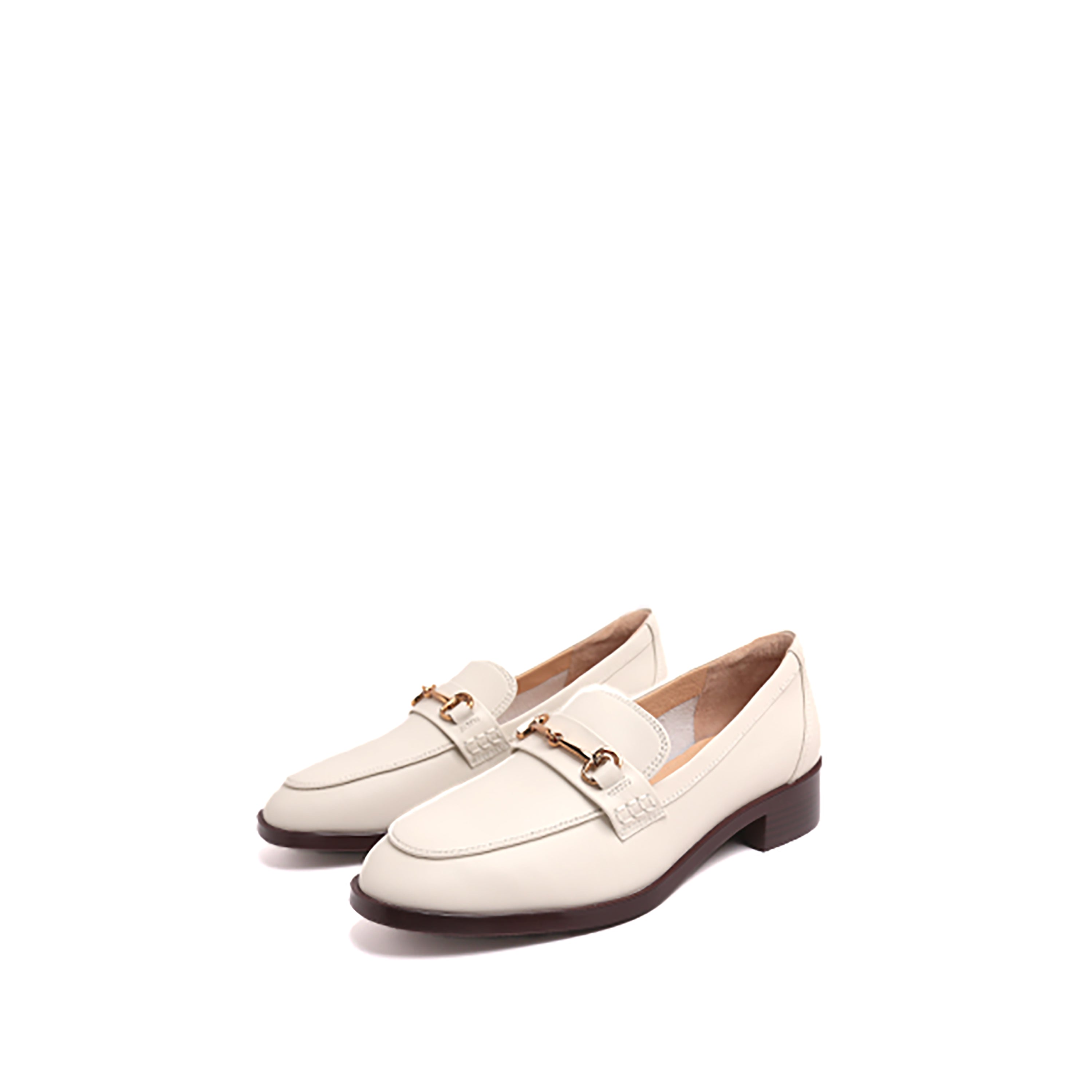 White Leather Horsebit Embossed Loafers