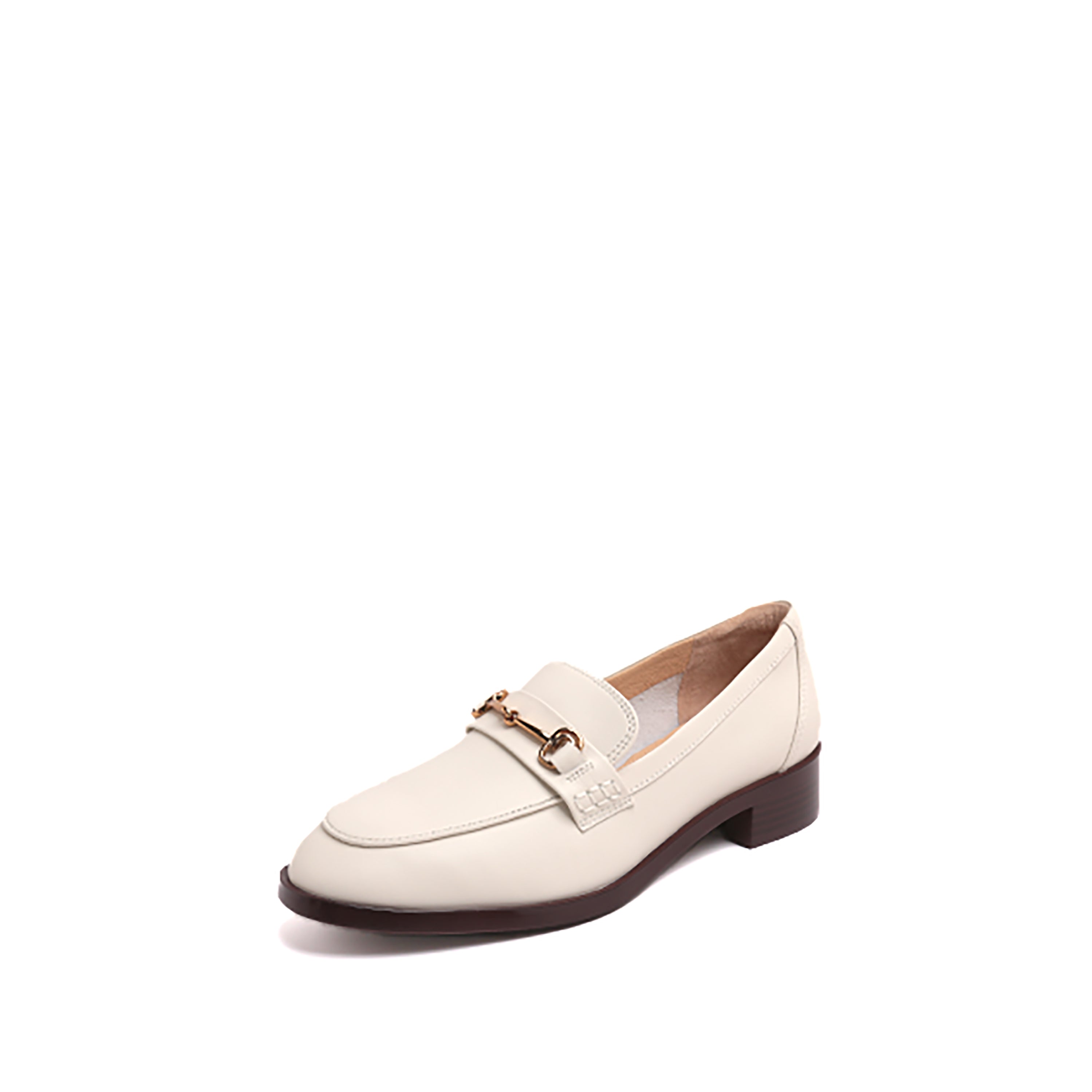 White Leather Horsebit Embossed Loafers