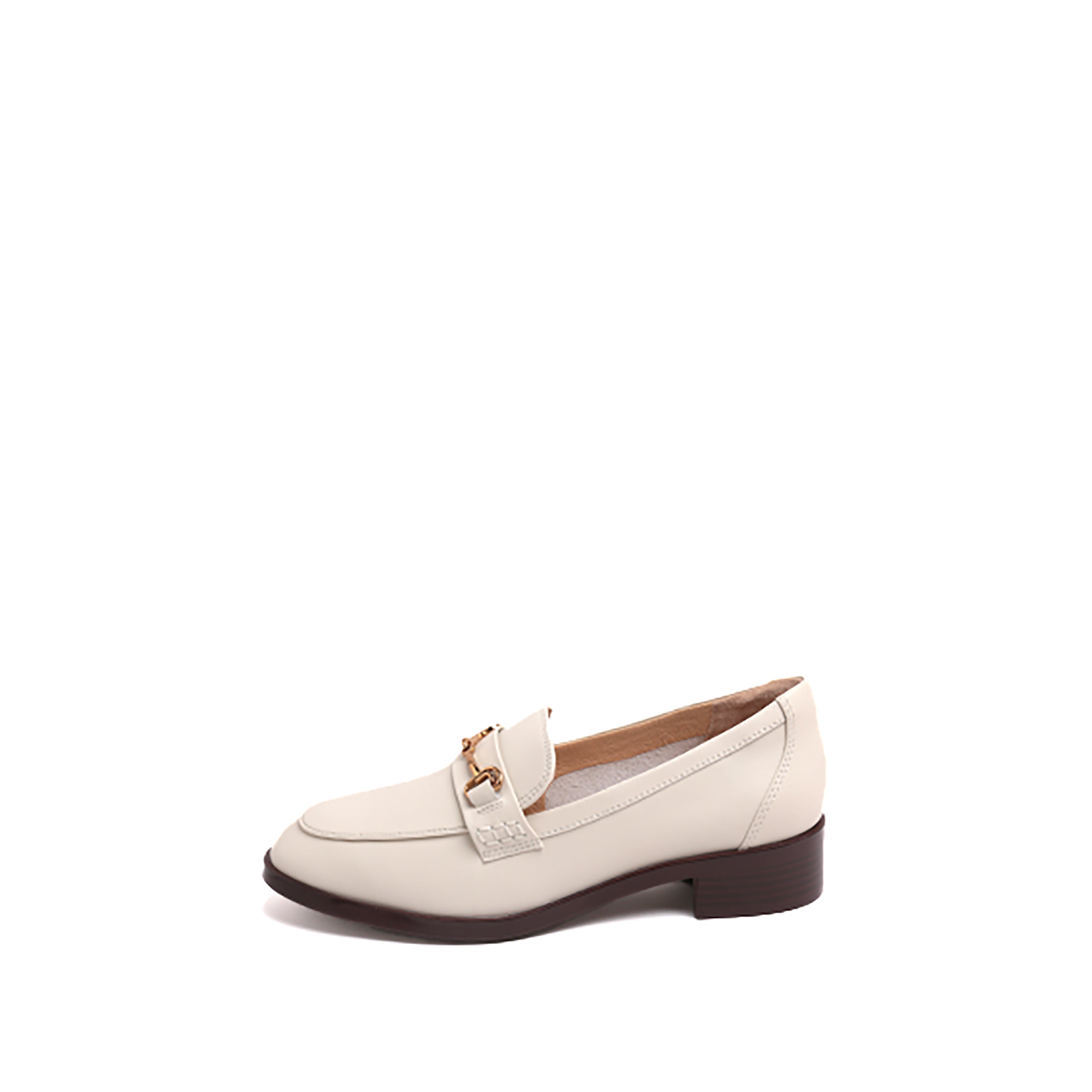 White Leather Horsebit Embossed Loafers