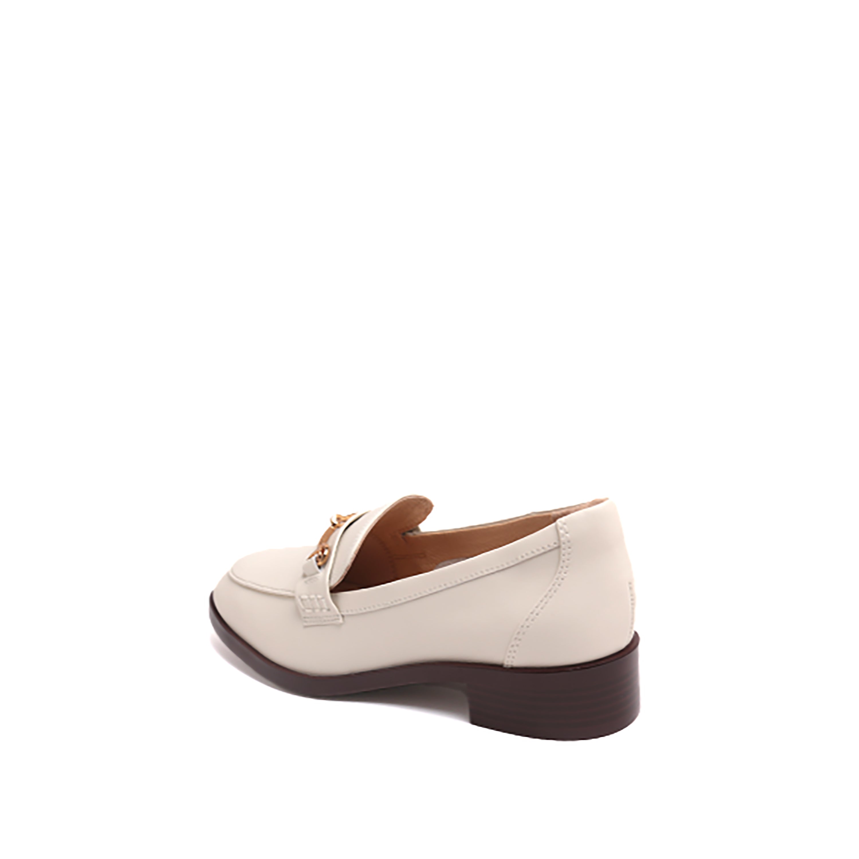 White Leather Horsebit Embossed Loafers