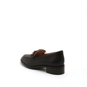 Black Leather Horsebit Embossed Loafers