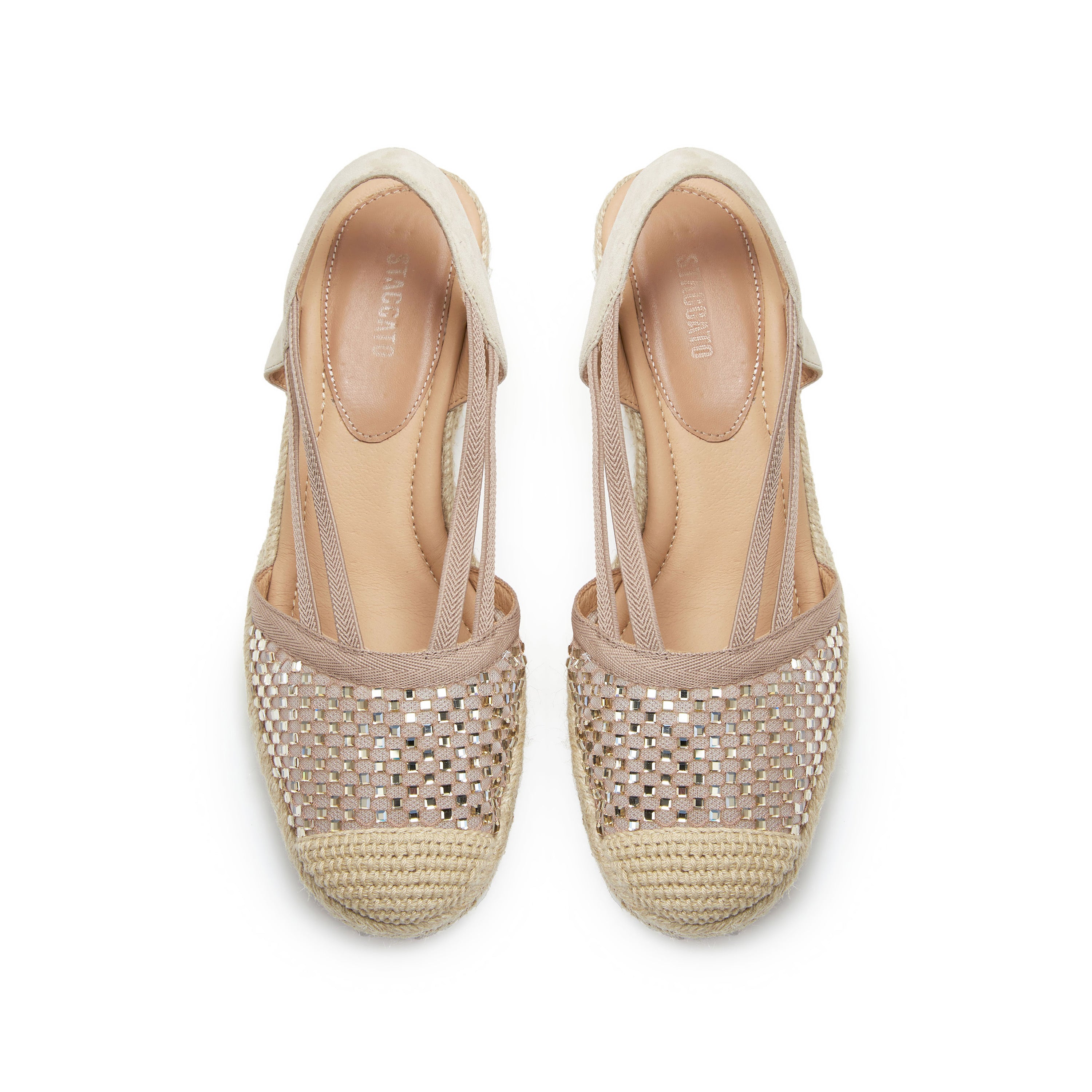 Pastel Crystal Ballerina Wedge Espadrilles