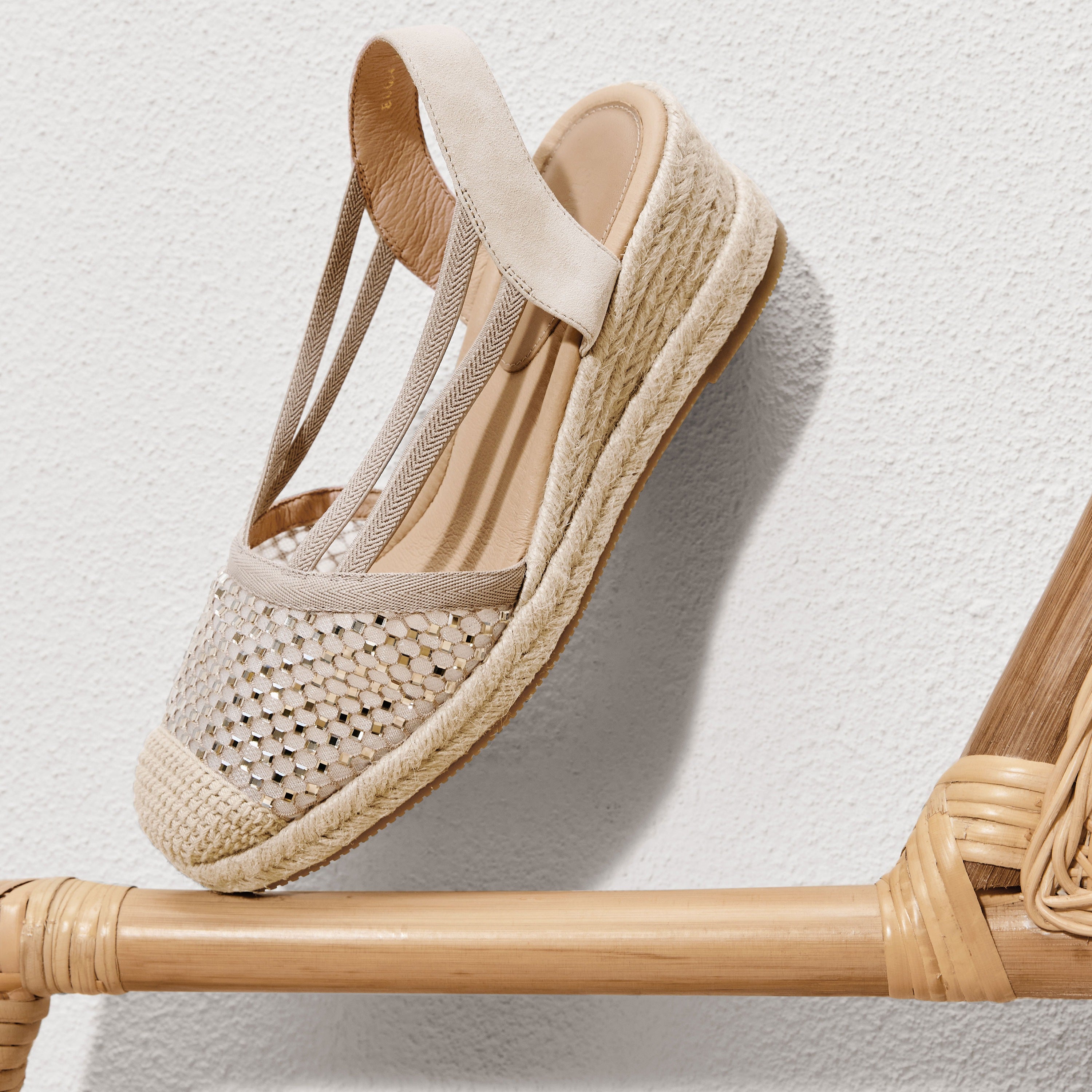 Pastel Crystal Ballerina Wedge Espadrilles