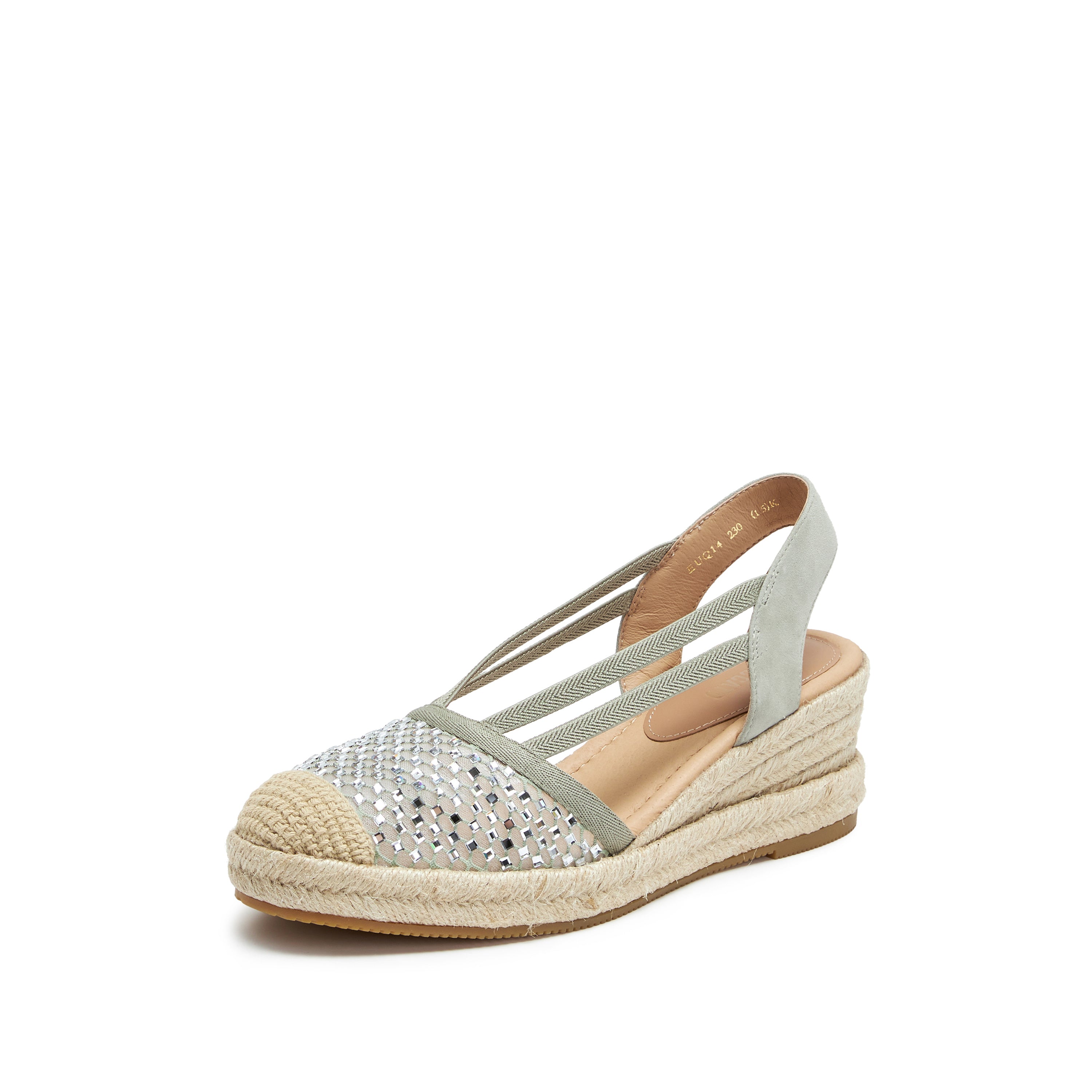 Light Blue Crystal Ballerina Wedge Espadrilles