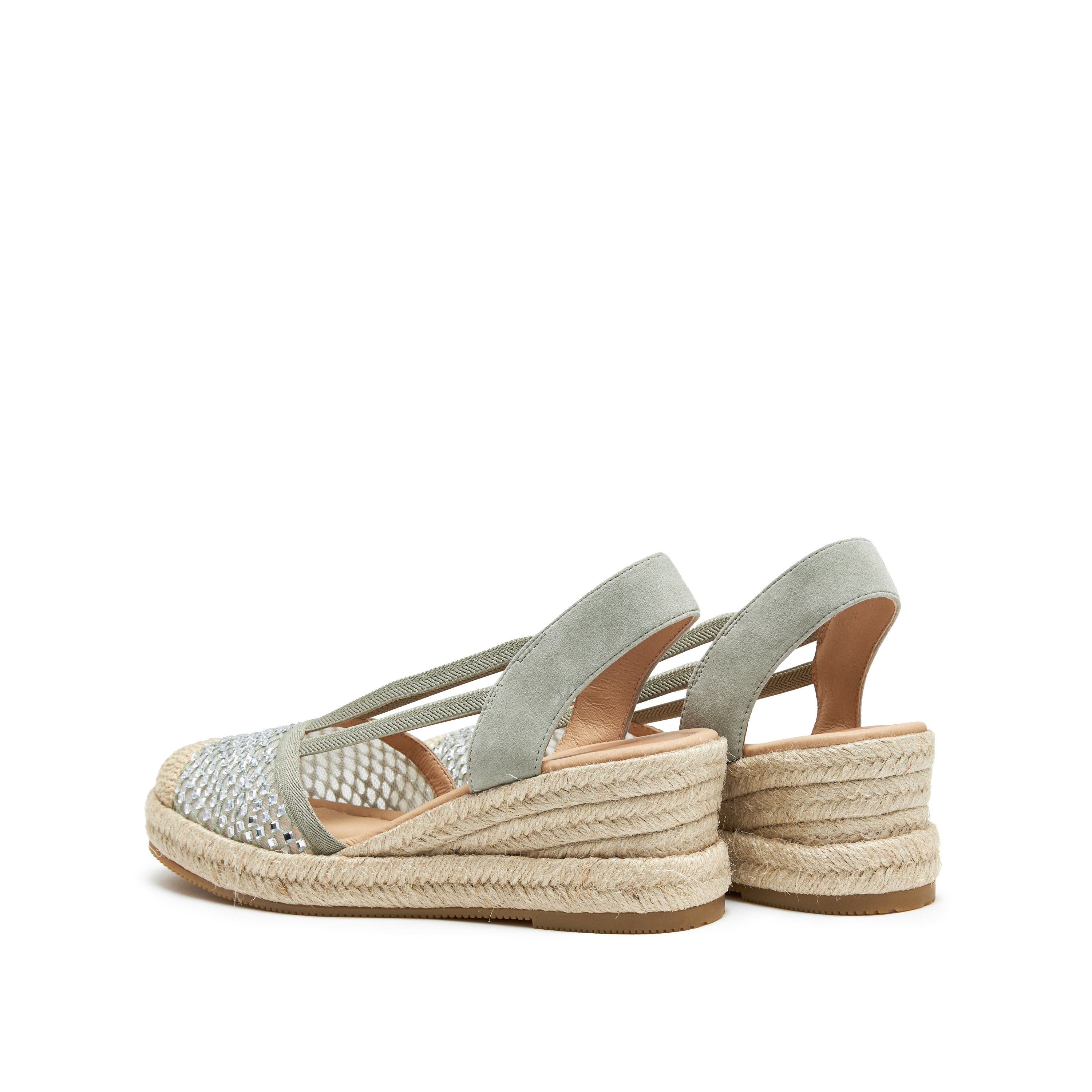 Light Blue Crystal Ballerina Wedge Espadrilles