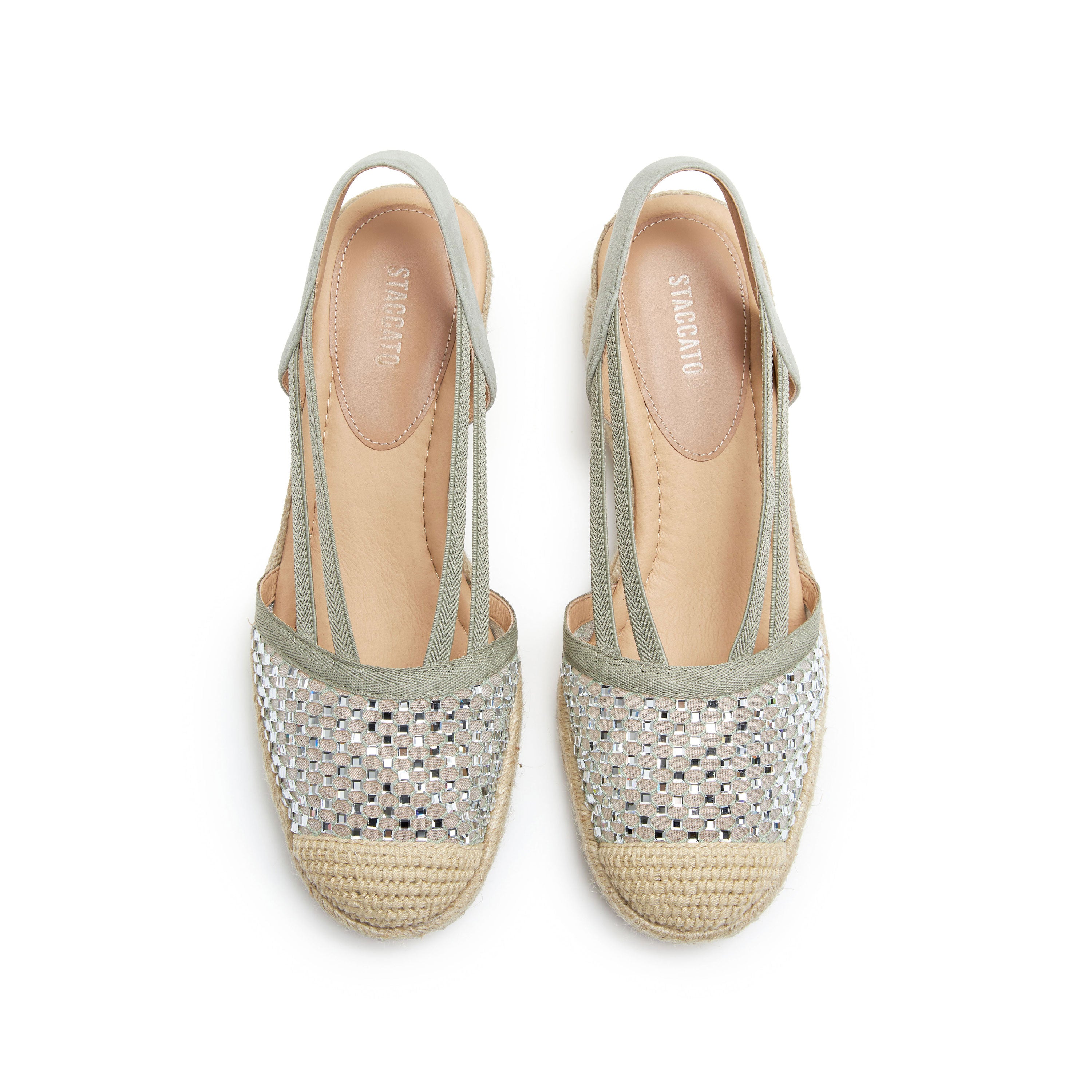 Light Blue Crystal Ballerina Wedge Espadrilles
