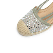 Light Blue Crystal Ballerina Wedge Espadrilles