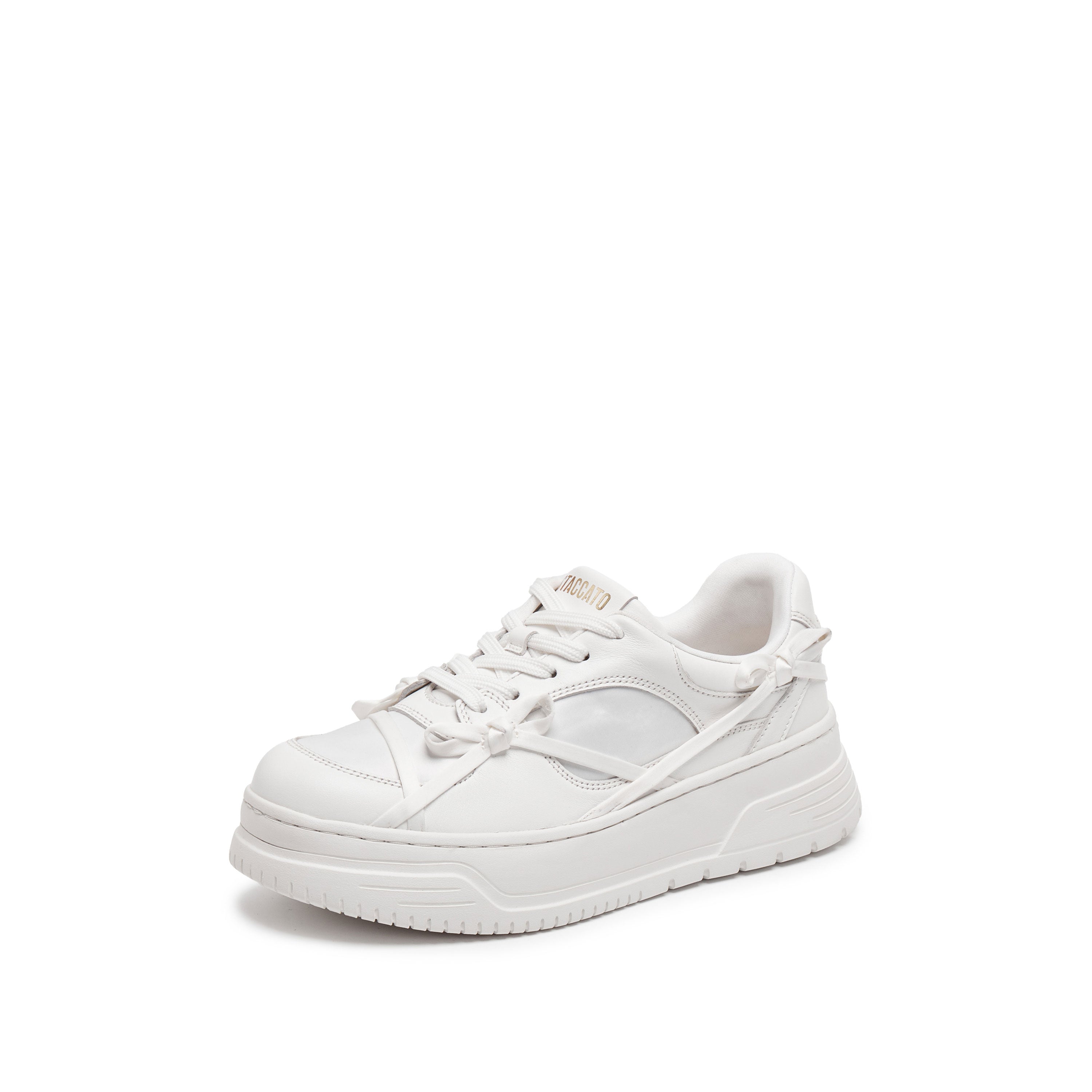 Monotone White Bows Sneakers