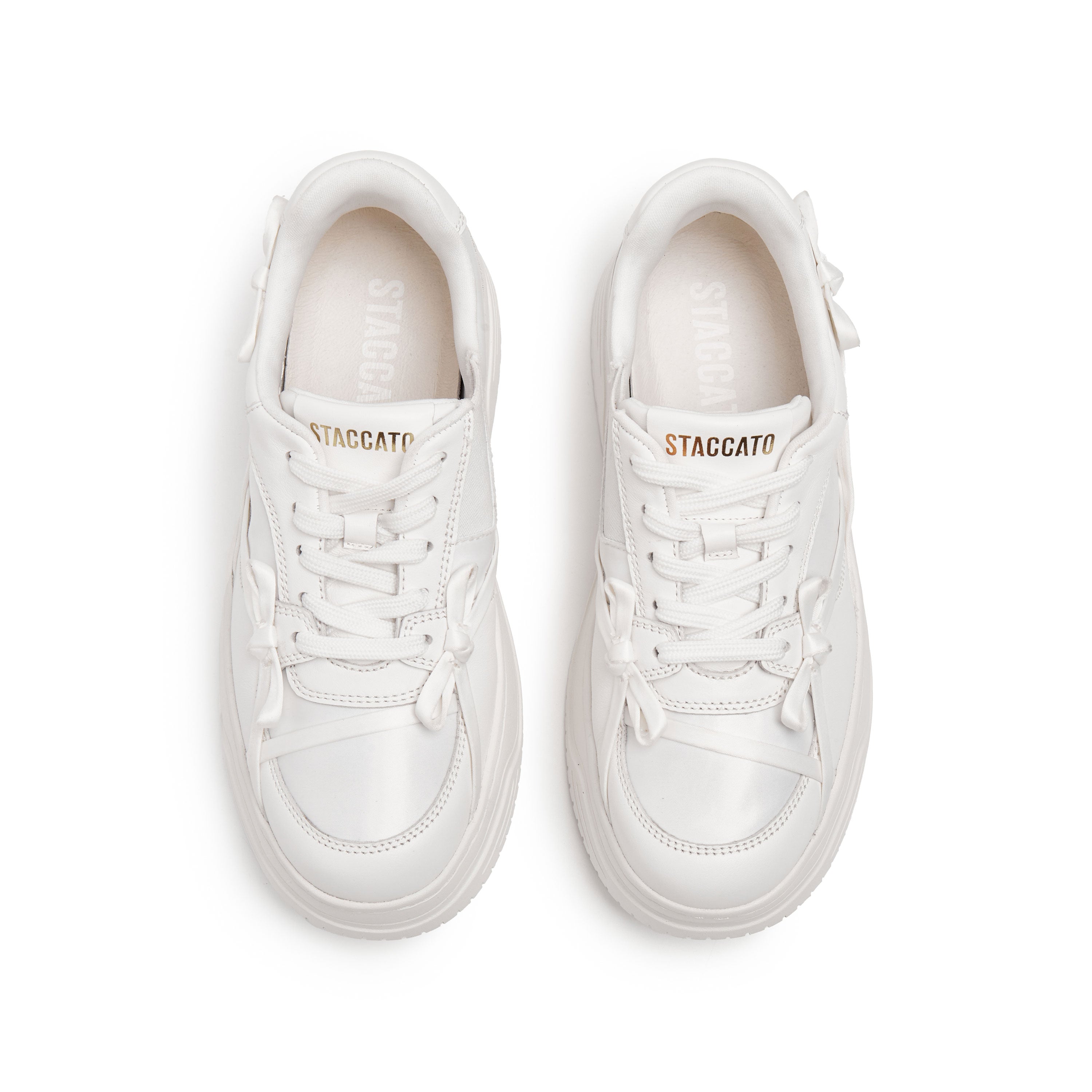 Monotone White Bows Sneakers