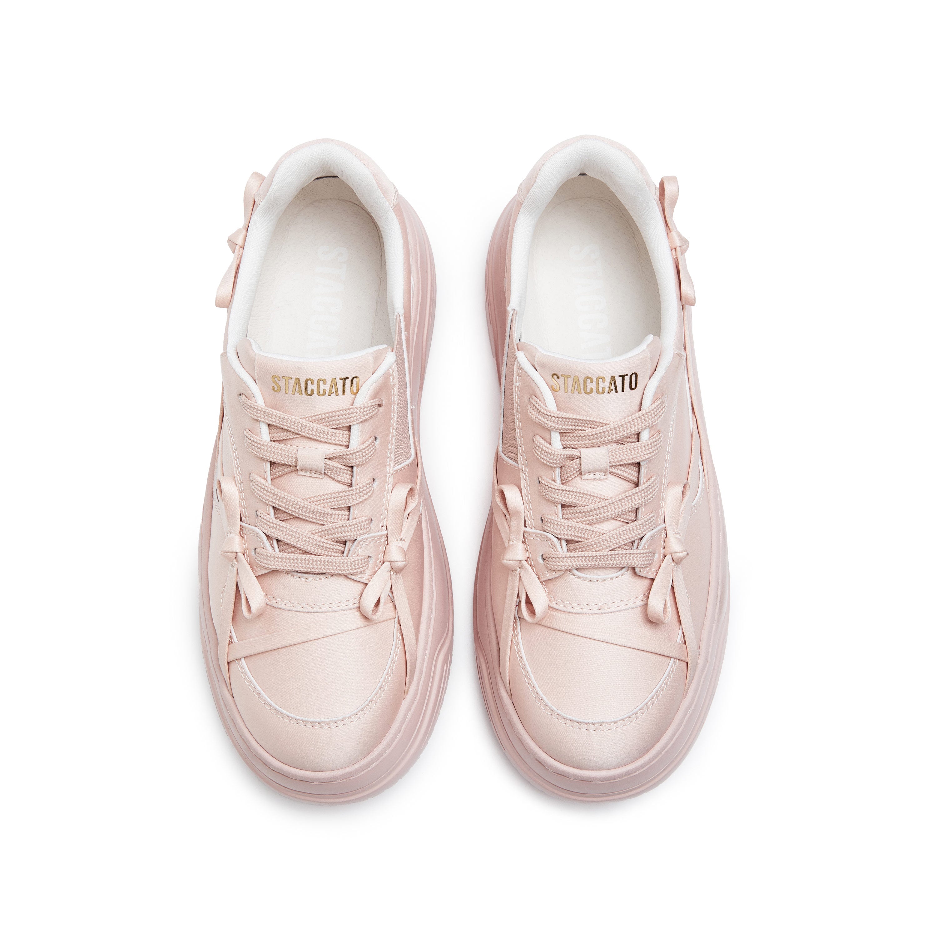 Monotone Light Pink Bows Sneakers